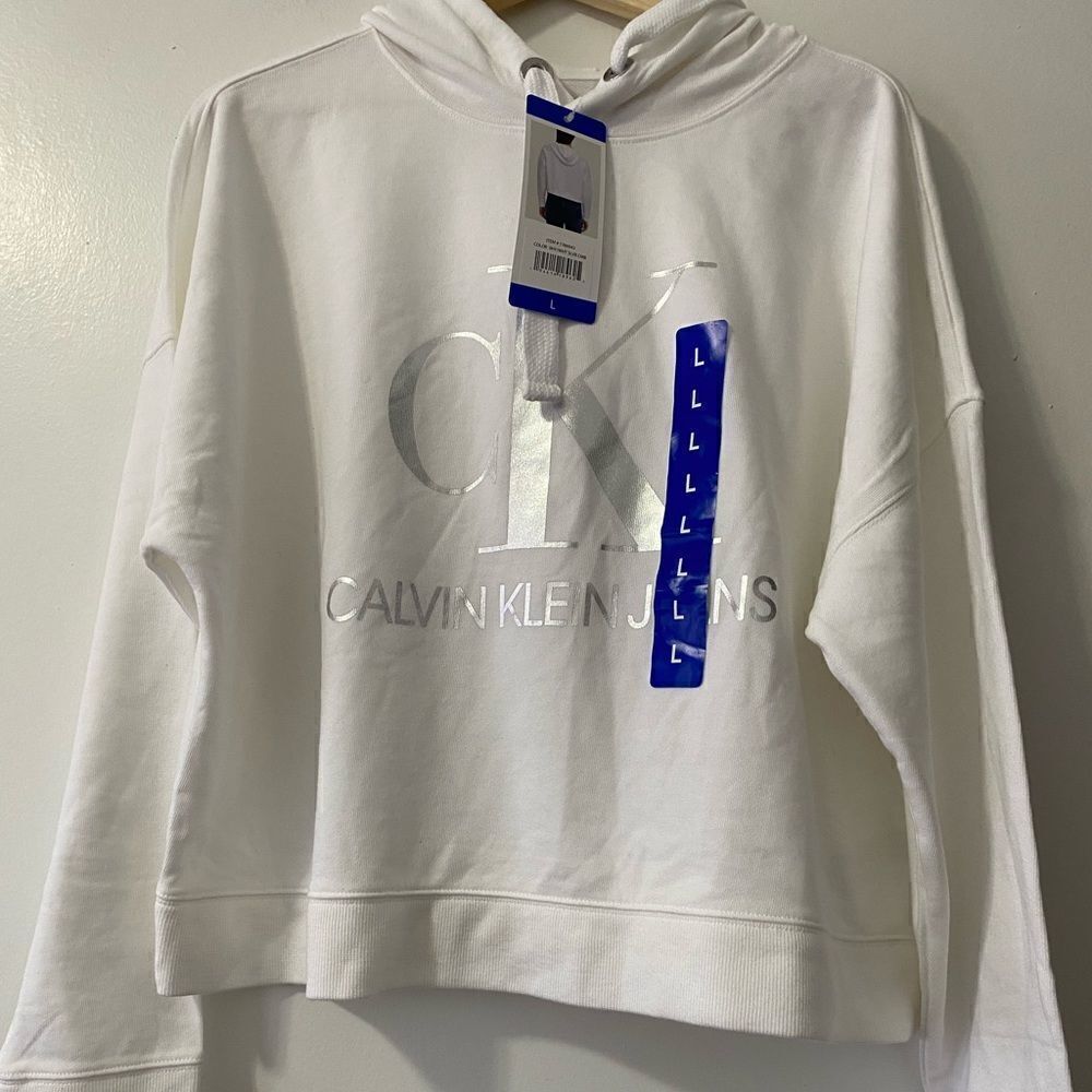 Calvin Klein Jeans Women White hoodie Size L